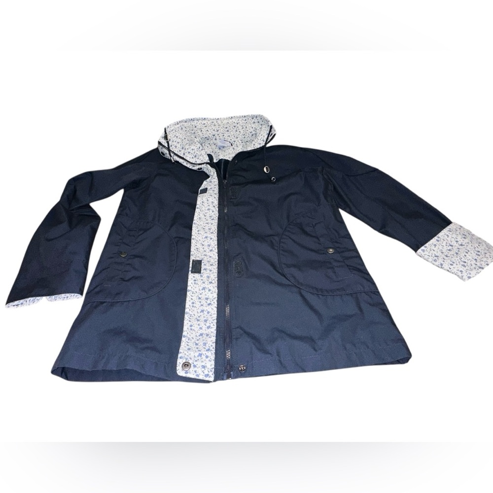Blair Navy Blue‎ Lightweight Raincoat Hidden Hood Small